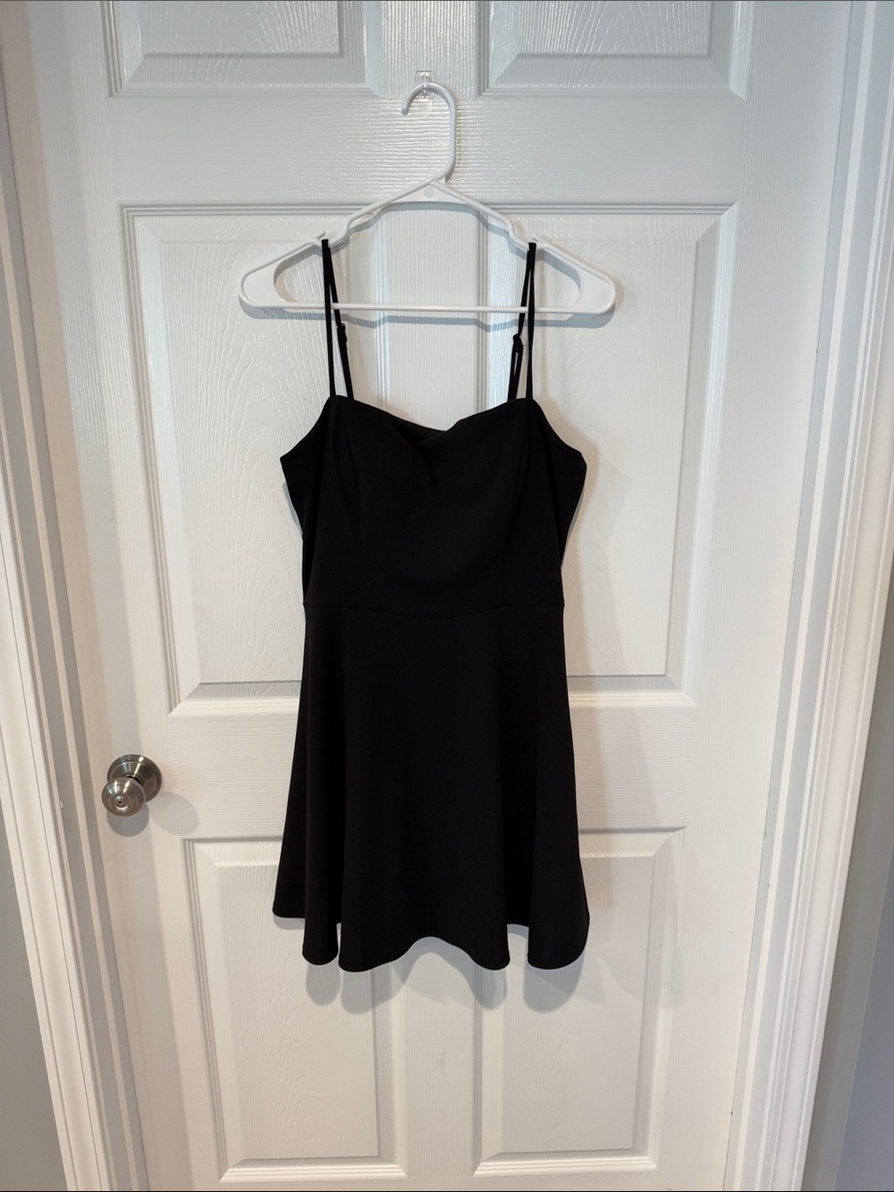 B. Smart Black A-Line Mini Dress with Double Spaghetti Straps